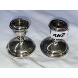 PAIR OF SILVER CANDLE STICK HOLDERS WITH FILLED BASES