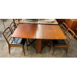 1960S TEAK MCINTOSH DROP FLAP DINING TABLE 150CM W (OPENED) X 91CM D WITH A SET OF FOUR MCINTOSH