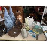 SELECTION OF GARDEN ORNAMENTS - RABBITS, GNOMES A/F,