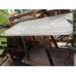 WHITEWASHED PLANK TOP TABLE WITH METAL LEGS