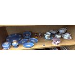 SELECTION OF WEDGWOOD BLUE JASPERWARE AND WEDGWOOD BLUE ELEPHANT TRINKET SET,