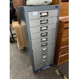BISLEY METAL TWO TONE INDEX FILING CHEST OF DRAWERS