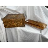 WALNUT ROSEWOOD CROSS BANDED MARQUETRY INLAID JEWELLERY BOX WITH INTERNAL PULL OUT TRAY AND AN
