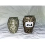 PAIR OF SMALL POLISHED SERPENTINE OVOID MINIATURE URNS