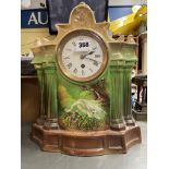 STAFFORDSHIRE POTTERY CASED MANTLE CLOCK