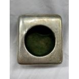 LONDON SILVER AND GREEN MOROCCO LEATHER CASED EASEL BACKED GOLIATH POCKET WATCH HOLDER AS FOUND