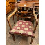 REGENCY MAHOGANY BAR BACK ELBOW CHAIR