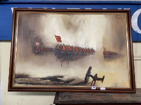 OIL ON CANVAS OF MILITARY REGIMENT