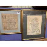 ANTIQUARIAN MAPS OF STAFFORDSHIRE BY EMAN BOWEN AND THOMAS KITCHIN FRAMED AND GLAZED