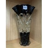 ITALIAN STYLE BLACK AND CLEAR GLASS LATTICE TAPERED VASE