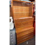 TEAK 1960S THREE SECTION DRAWER AND SLIDING DOOR UNIT