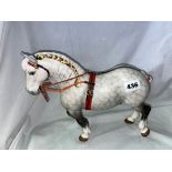 BESWICK PERCHERON LARGE HARNESSED DAPPLE MATT GREY SHIRE HORSE NUMBER 2464