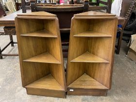 PAIR OF LATE 50S G PLAN E GOMME WALNUT PYRAMID CORNER BOOKCASES