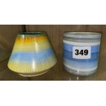 SMALL SHELLEY HARMONY DRIP WARE CONICAL VASE 944 (A/F) AND A SHELLEY HORIZONTAL STRIPED CUP