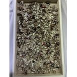 BAG OF SILVER NOVELTY CHARMS, MAINLY LONDON THEMED INCLUDING HOUSES OF PARLIAMENT, ENAMELLED CROWNS,