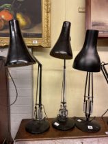 THREE BLACK ANGLE POISE DESK LAMPS