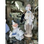 TWO LLADRO CLOWN FIGURES