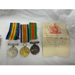 WWII DEFENCE MEDAL AND TWO 1914-1919 WWI MEDALS TO PTE W.H.