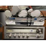 VINTAGE PIONEER STEREO RECEIVER SX450 WITH PAIR OF SMALL DYNATRON SPEAKERS