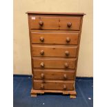 PINE TALL SIX DRAWER CHEST