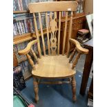 BEECH FIDDLE SLAT BACK COUNTRY ARMCHAIR