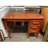 MID 20TH CENTURY STAINED SINGLE PEDESTAL DROP FLAP DESK