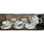ROYAL DOULTON BRAMLEY HEDGE TEA CUPS AND SAUCERS,