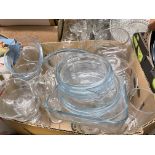 BOX OF PYREX WARE AND VARIOUS GLASSWARE INC.