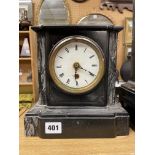 BELGIAN BLACK SLATE AND MARBLE MANTLE CLOCK