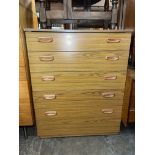 TEAK EFFECT SCHREIBER FIVE DRAWER CHEST