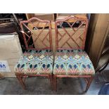 PAIR OF SIMULATED BAMBOO SLATTED BACK DINING CHAIRS