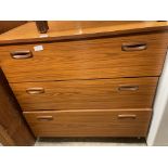 1970S TEAK EFFECT THREE DRAWER CHEST