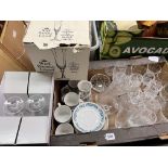 BOX - CROWN ESSEX TEA SET, GLASSWARES,