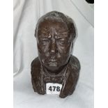 BRONZED RESIN BUST OF WINSTON CHURCHILL SIGNED FRANTA BELSKY 1921-2000