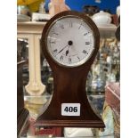 COMITTI OF LONDON MAHOGANY BALLOON MANTLE CLOCK WITH BATTERY OPERATED WEST GERMAN MOVEMENT