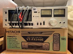 VHS VIDEO PLAYER AND A VINTAGE TECHNICS STEREO CASSETTE DECK 615