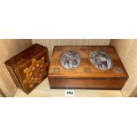 JS CASHS OVAL PANEL TABLE BOX AND A POKER WORK BOX