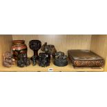 SELECTION OF CARVED HARDWOOD AND REGENCY FINE ART ELEPHANT FIGURE GROUPS AND STANDS