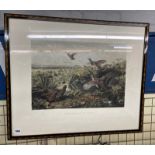 LITHOGRAPHIC PRINT THE LAST BIT OF COVER AFTER ARCHIBALD THORBURN FRAMED AND GLAZED 68CM X 56CM