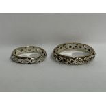 TWO 9CT GOLD AND SILVER ETERNITY BANDS