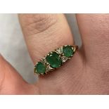 9CT GOLD EMERALD AND CZ RING SIZE N 3.1G APPROX.