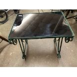 PAINTED WROUGHT IRON WORK FRAMED TABLE,