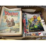 BOX OF ASSORTED BOYS COMICBOOKS LATE 60S-80S INCLUDING EAGLE AND TIGER 38 COPIES,