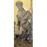 TALL STONE WORK STATUE EMBLEMATIC OF ONE OF THE SEASONS 120CM H (+ 26CM H WITH SOCLE)