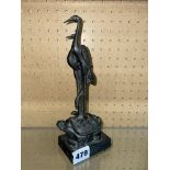 CAST METAL REPLICA OF THE "RETURN OF THE YELLOW CRANE" STATUE WITH SEAL MARK UNDERSIDE HEIGHT 22CM