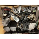 CARTON CONTAINING XBOX CONTROLLERS, PAIR OF SPEAKERS, THREE WAY SWITCH, LEADS,