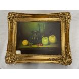 OIL ON CANVAS OF A STILL LIFE WITH FRUIT SIGNED FRANZIA (ANTHONY FRANZIA) IN GILT FRAME