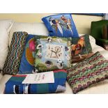 SELECTION OF NEEDLEPOINT EMBROIDERED SCATTER CUSHIONS
