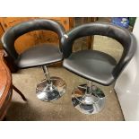 PAIR OF CHROMIUM BASED HYDRAULIC BREAKFAST BAR STOOLS