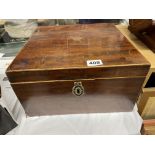 19TH CENTURY MAHOGANY BOX LINE INLAID TEA CADDY WITH PLATED MIXING BOWLS